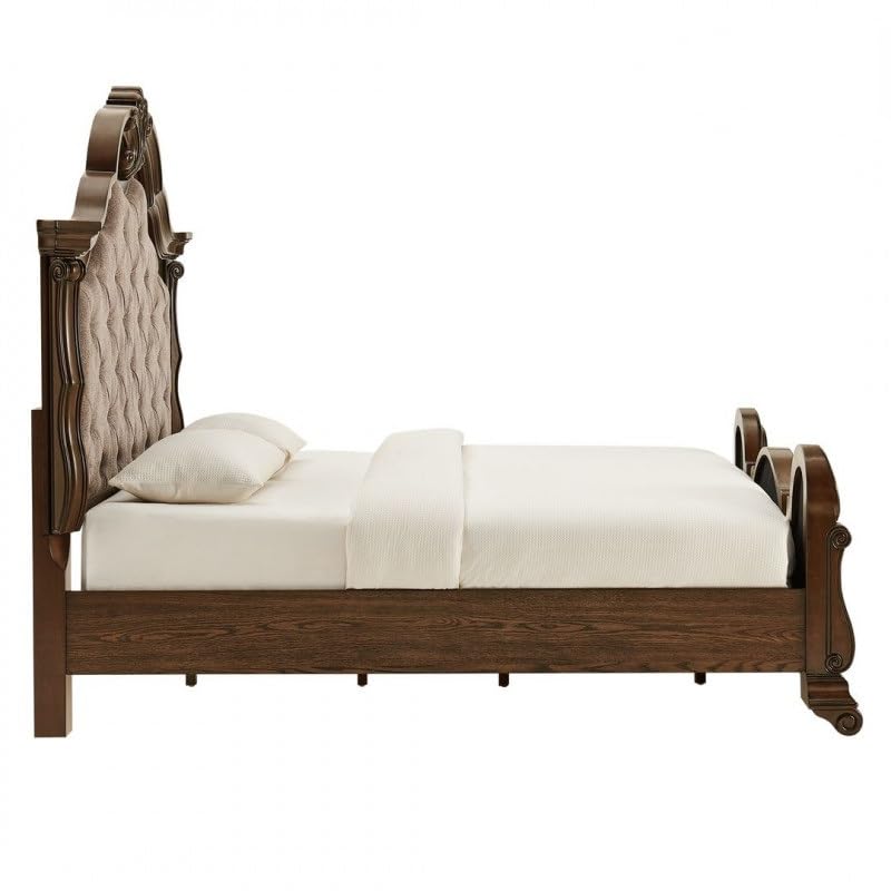 Dark Cherry Wood Eastern King Traditional Platform Bed I44155