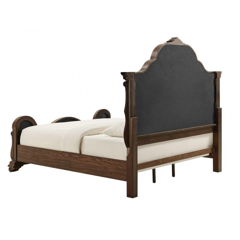 Dark Cherry Wood Eastern King Traditional Platform Bed I44155