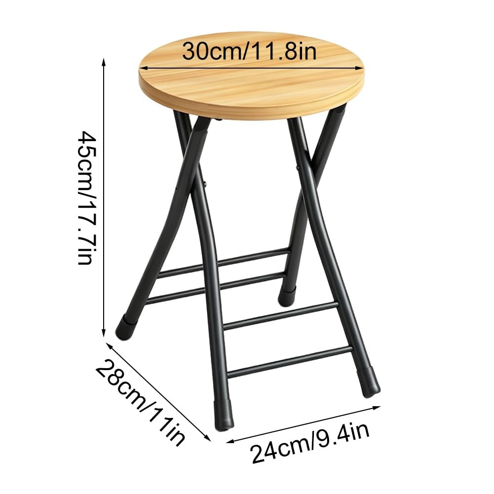 Folding 18 Inch Round Wooden Seat Stool F616371