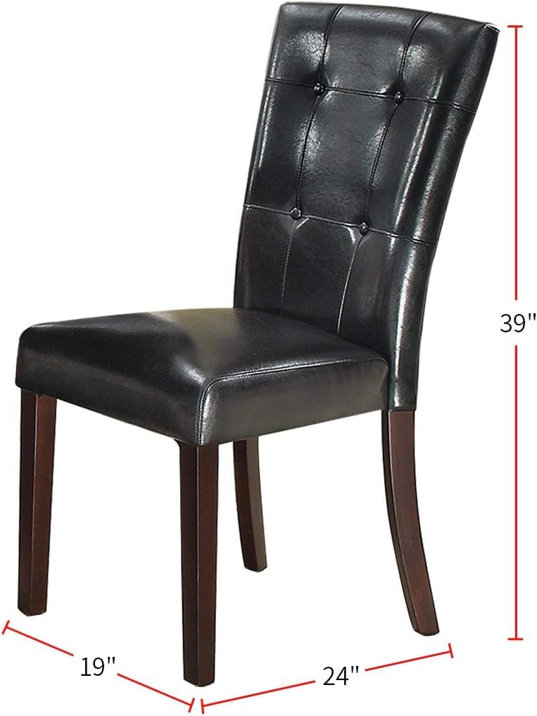 Set of 2 Black Faux Leather Tufted Dining Chairs S230