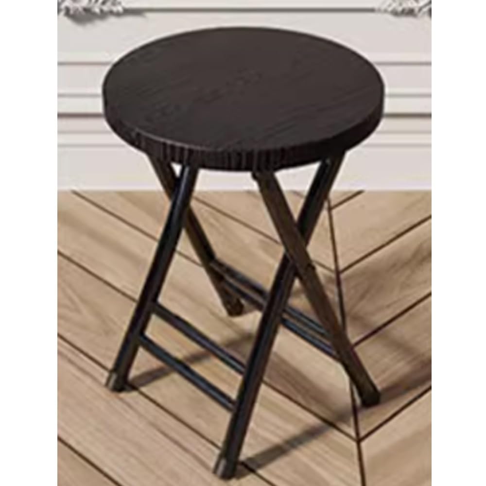 Black 18-Inch Round Folding Stool T976376