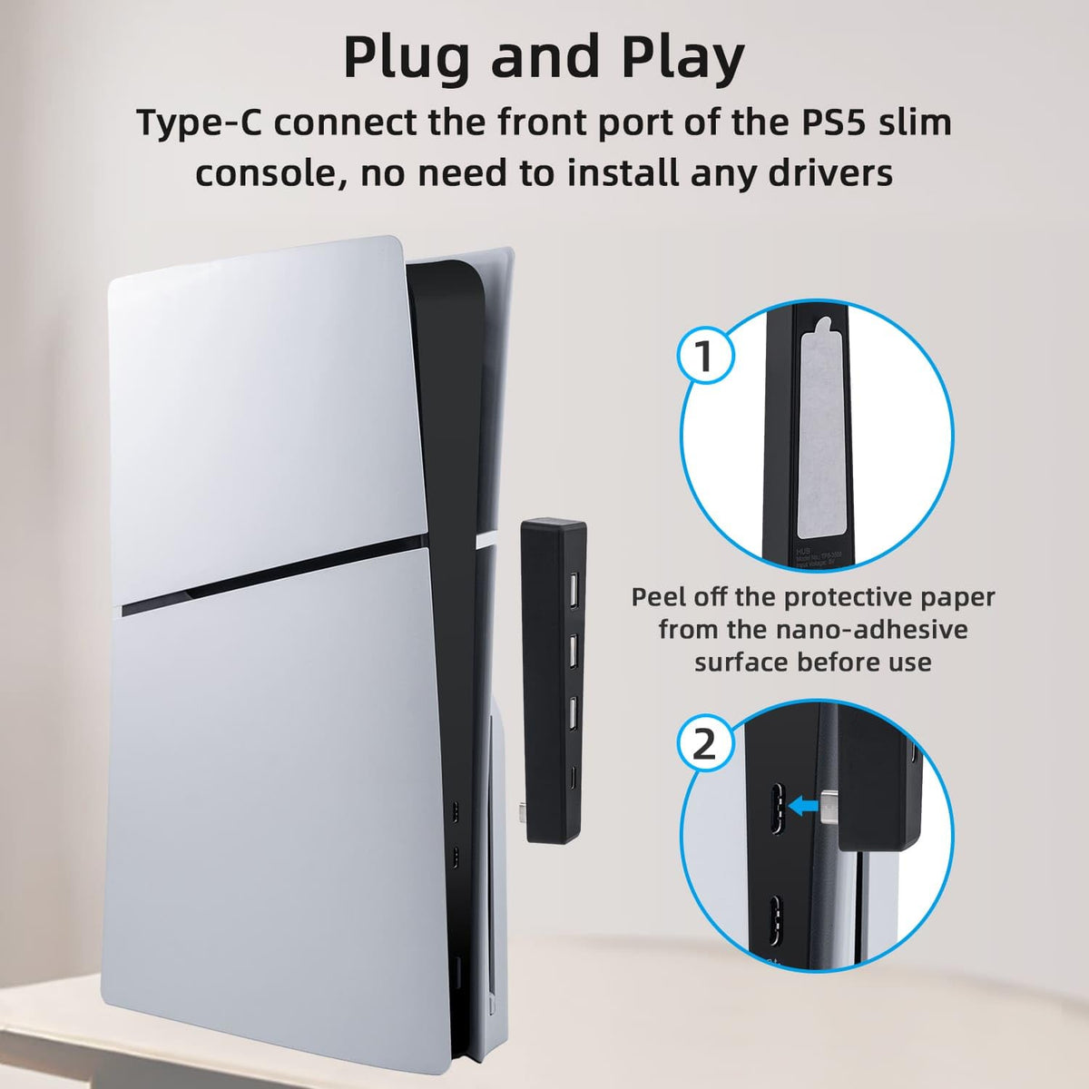 Black 4 Ports USB 2.0 Hub R4129