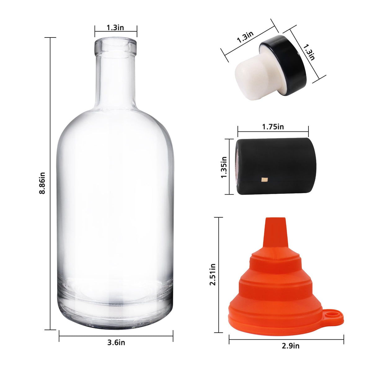 4 Pack 25oz Clear Glass Bottles with Cork Lids E804957