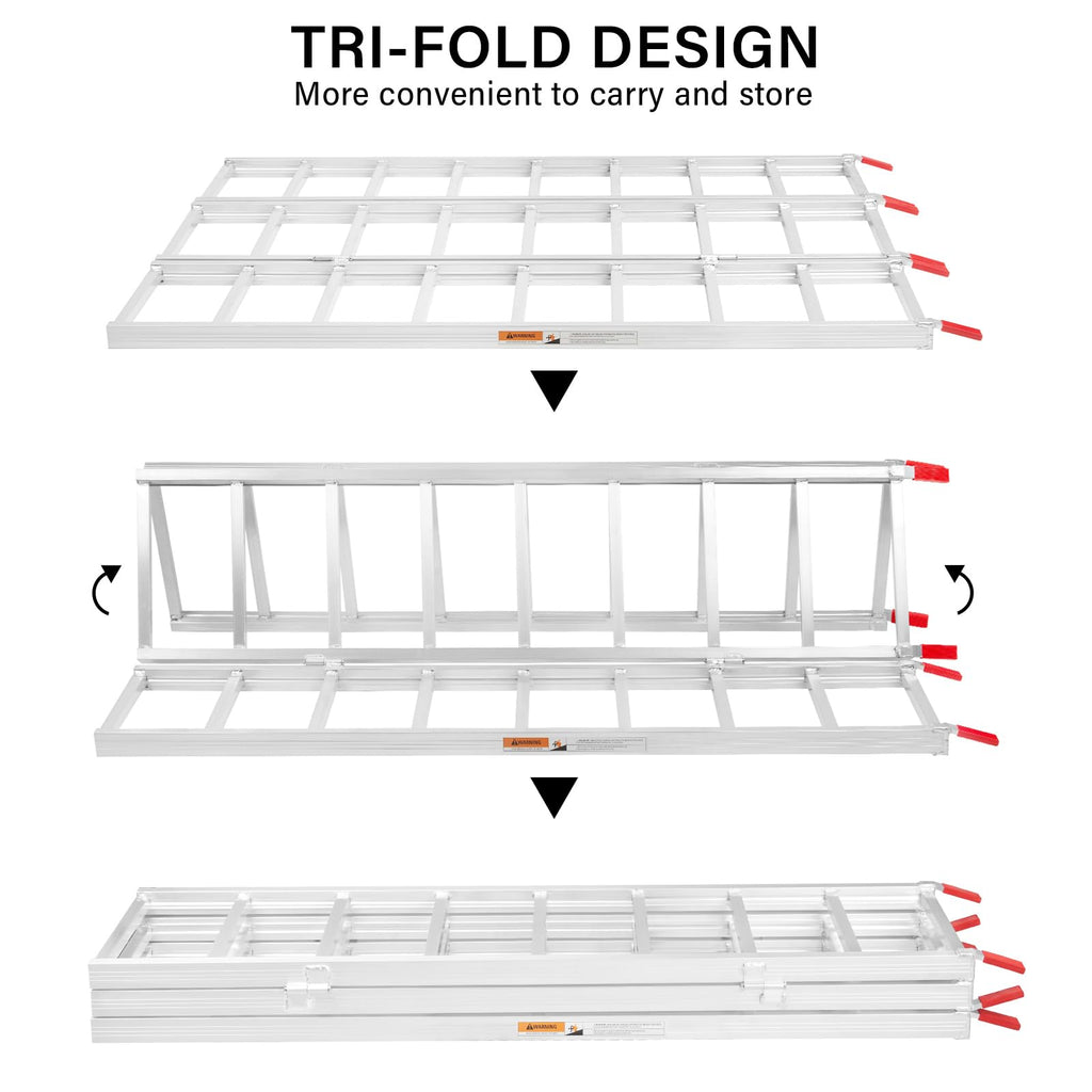69" L x 50" W Tri-Fold Aluminum ATV Loading Ramp 1500lb Capacity Z54878