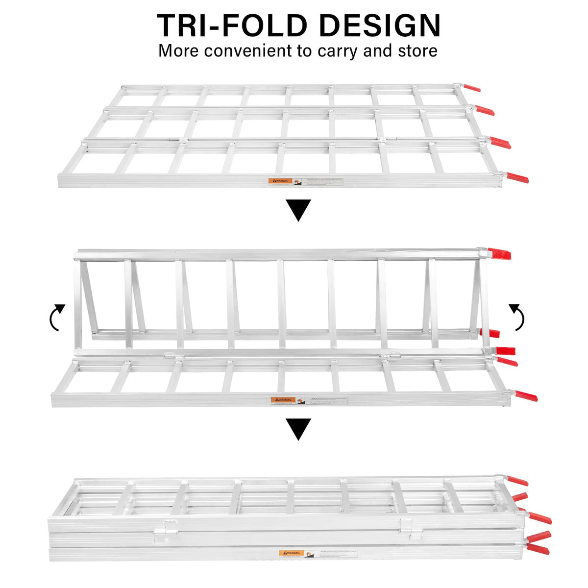 69" L x 50" W Tri-Fold Aluminum ATV Loading Ramp 1500lb Capacity Z54878