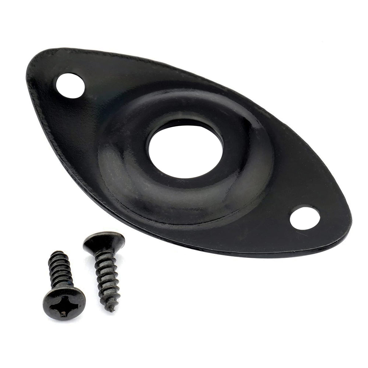 Black Curved Recessed Oval Guitar Jack Plate F7449