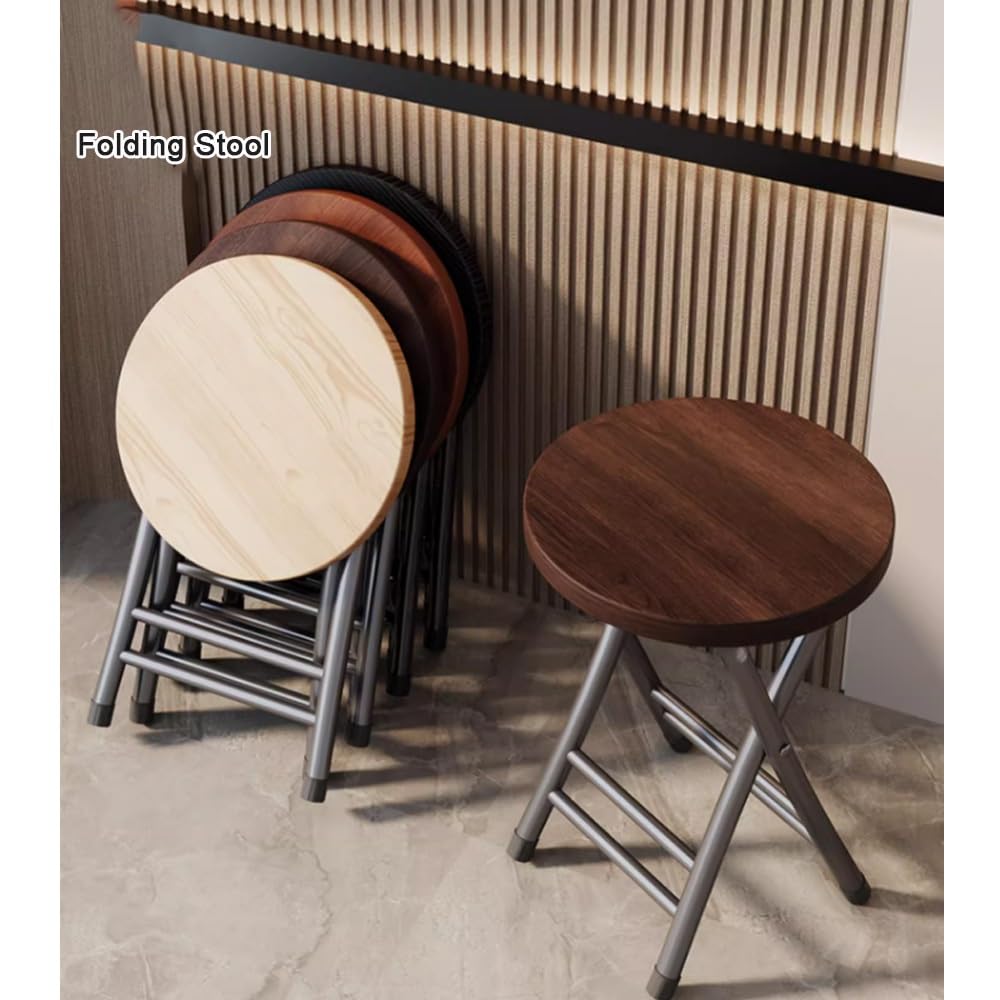 Black 18-Inch Round Folding Stool T976376