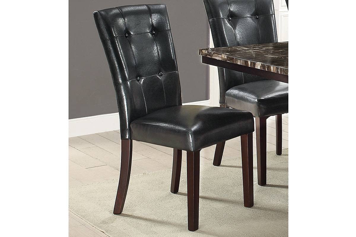 Set of 2 Black Faux Leather Tufted Dining Chairs S230