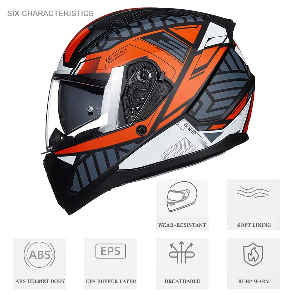 Bluetooth Motorcycle Helmet Anti-Fog Flip Up Full Face DOT Approved C48579