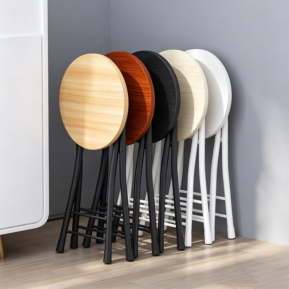 Folding 18 Inch Round Wooden Seat Stool F616371