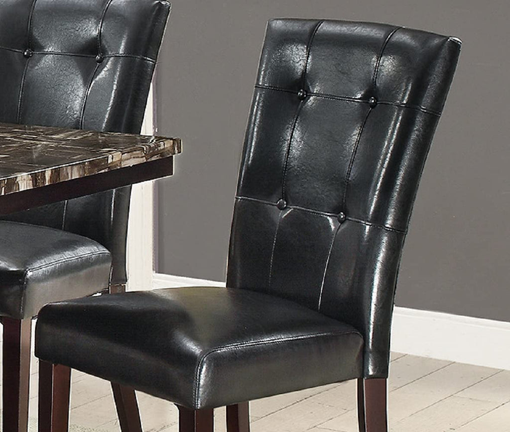 Set of 2 Black Faux Leather Tufted Dining Chairs S230