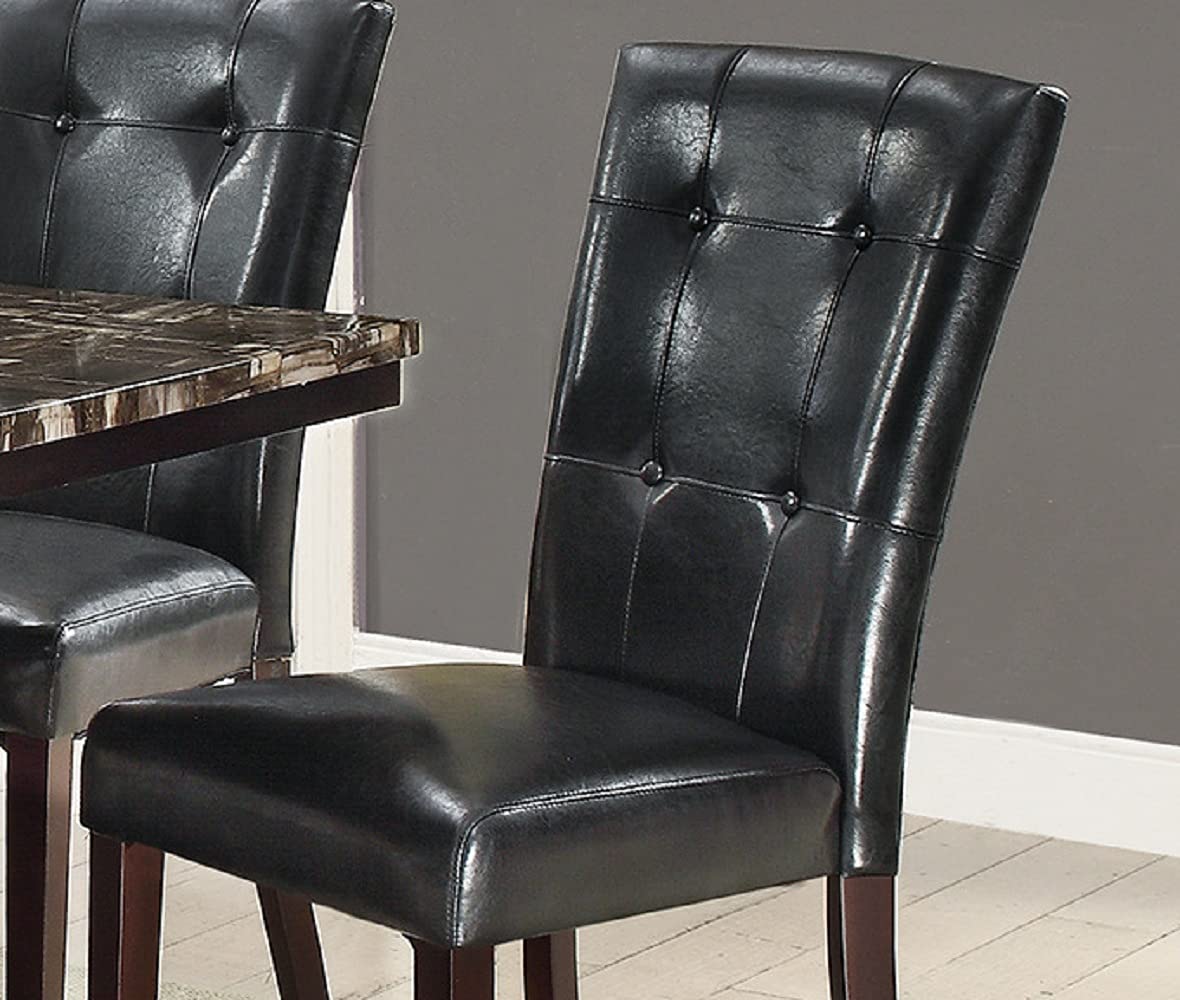 Set of 2 Black Faux Leather Tufted Dining Chairs S230
