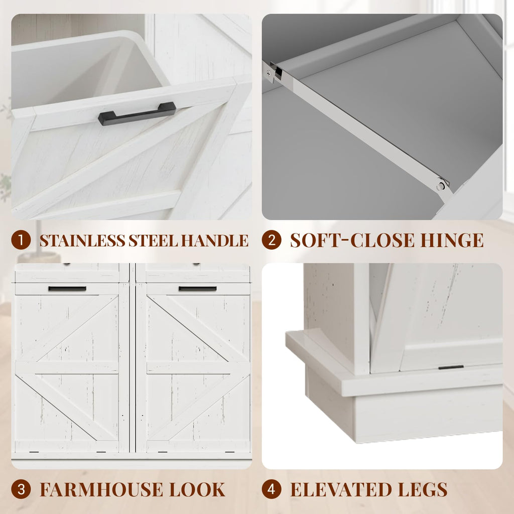 20 Gallon Wooden Tilt Out Trash Can Cabinet with 2 Drawers A957