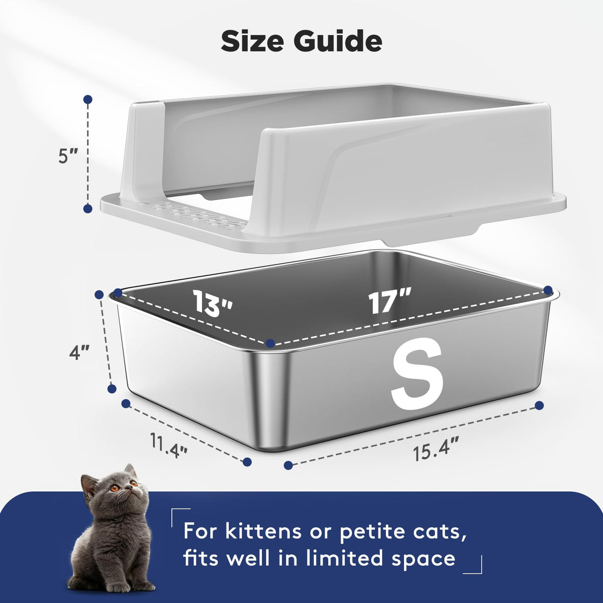 2 Pack Stainless Steel Cat Litter Box with Lid W744