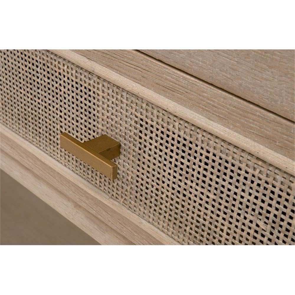 50.5 in Wide Solid Reclaimed Oak Wood and Cane Console Table J889274