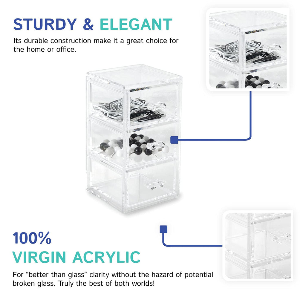 Clear Stackable 3-Drawer Acrylic Organizer W736