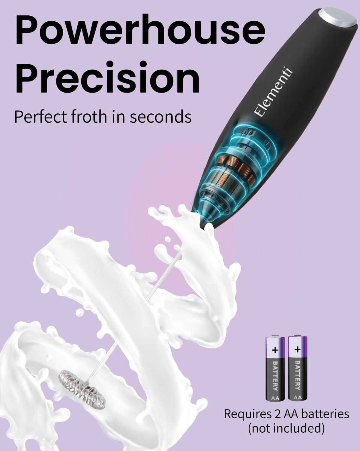 Black Handheld Milk Frother Wand with Stand Z7399
