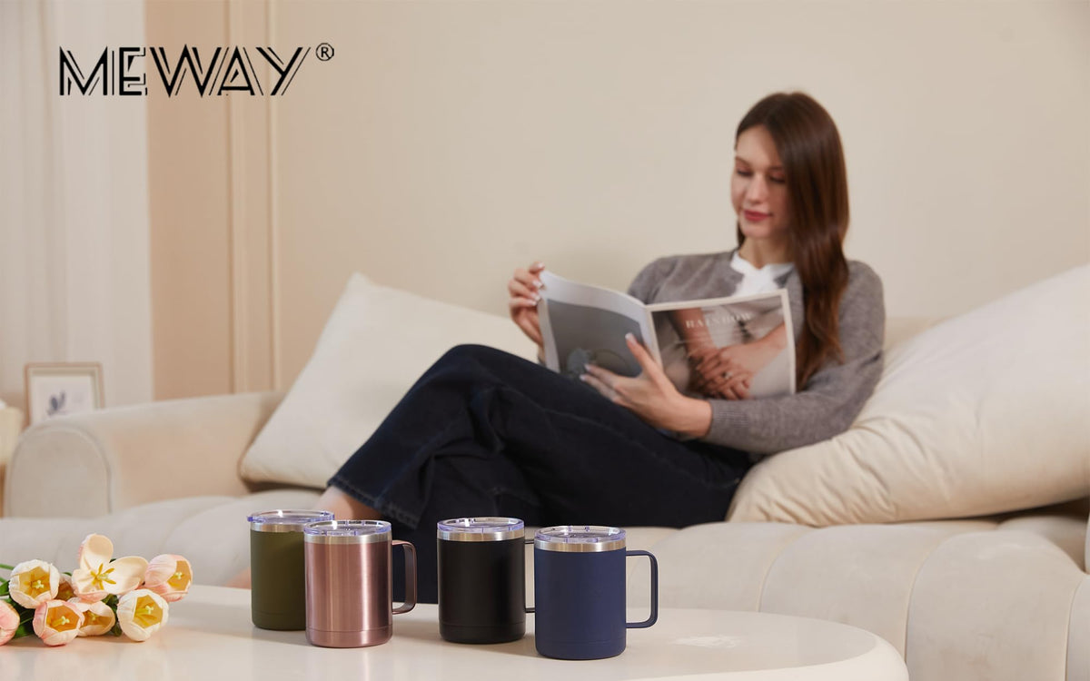 12 oz Stainless Steel Insulated Coffee Mug Set of 2 E654
