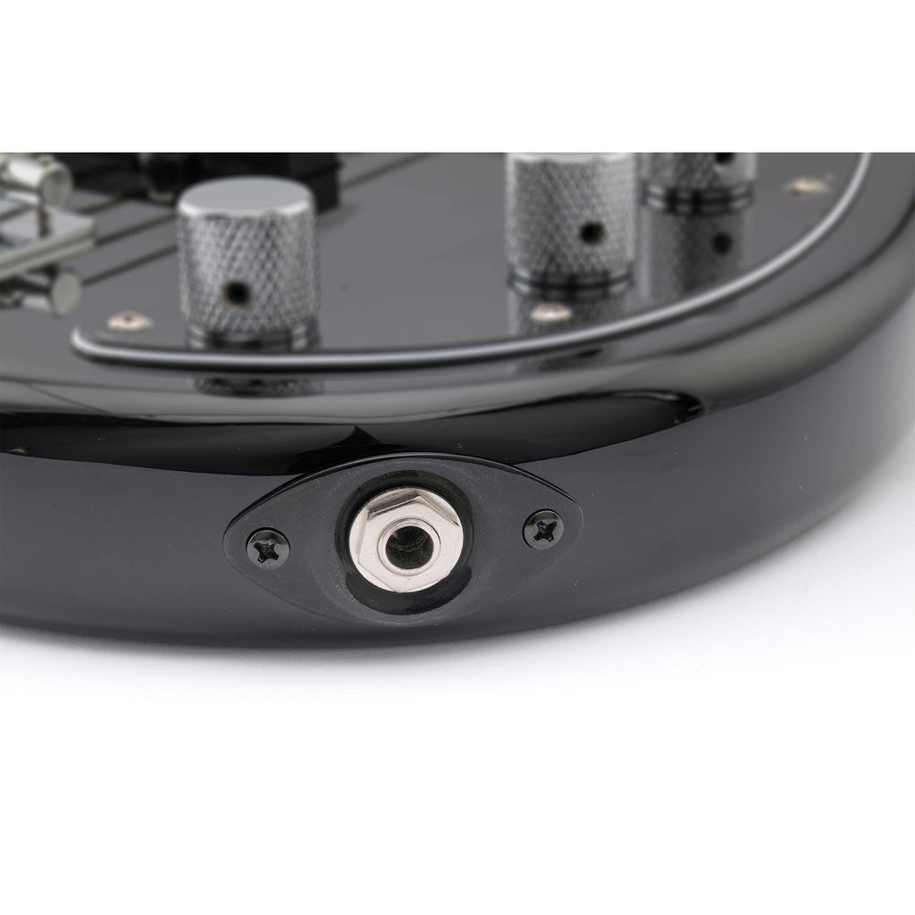 Black Curved Recessed Oval Guitar Jack Plate F7449