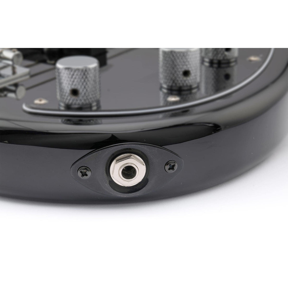 Black Curved Recessed Oval Guitar Jack Plate F7449