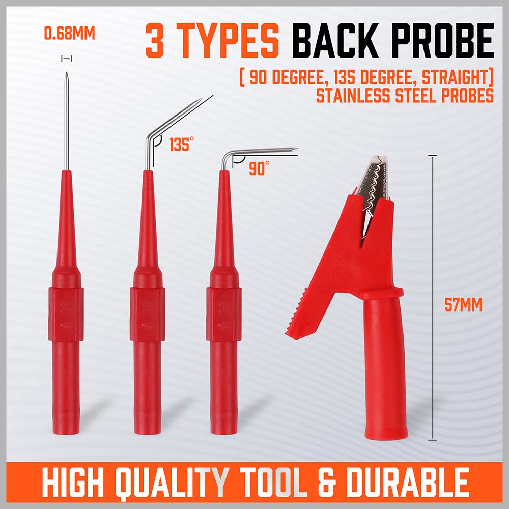 22 Pc Back Probe Pin Kit with 5 Colors Silicone Wires O8400