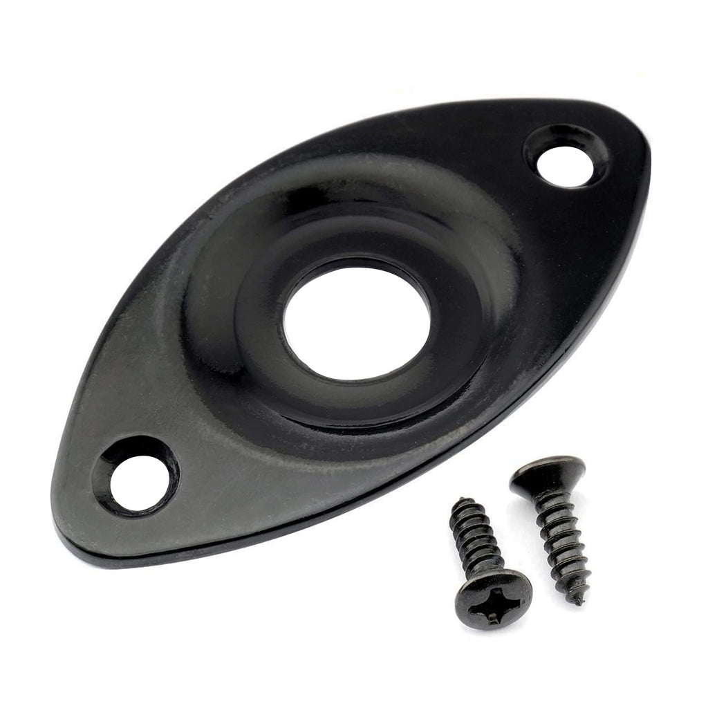 Black Curved Recessed Oval Guitar Jack Plate F7449