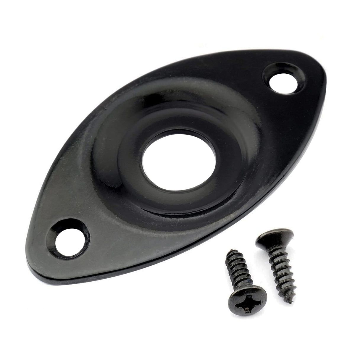 Black Curved Recessed Oval Guitar Jack Plate F7449