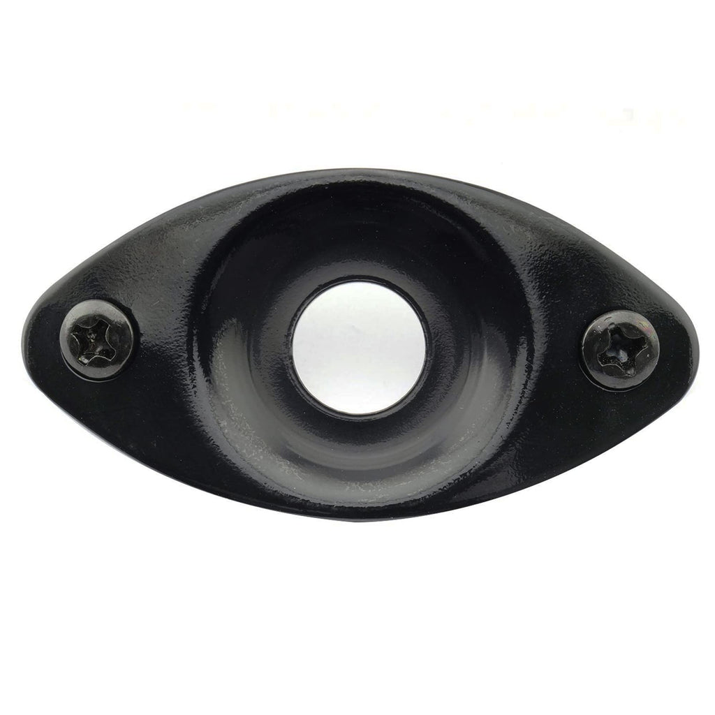 Black Curved Recessed Oval Guitar Jack Plate F7449