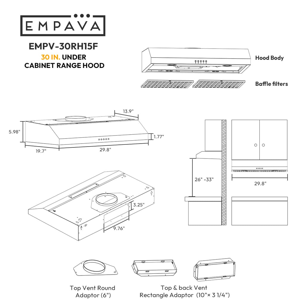 Ductless Under Cabinet Range Hood 30 Inch Y446