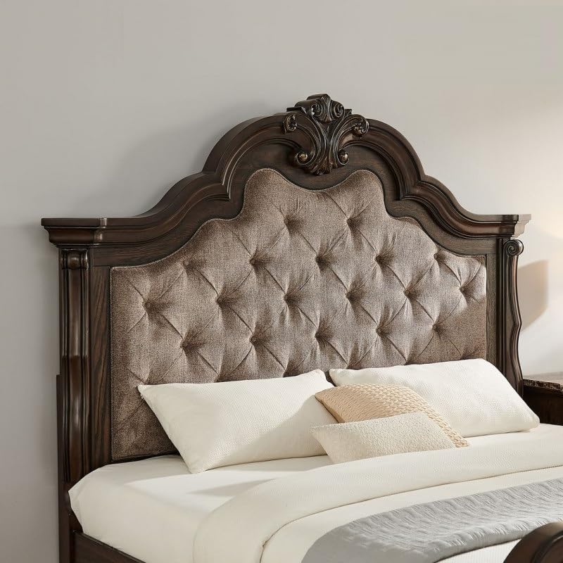 Dark Cherry Wood Eastern King Traditional Platform Bed I44155
