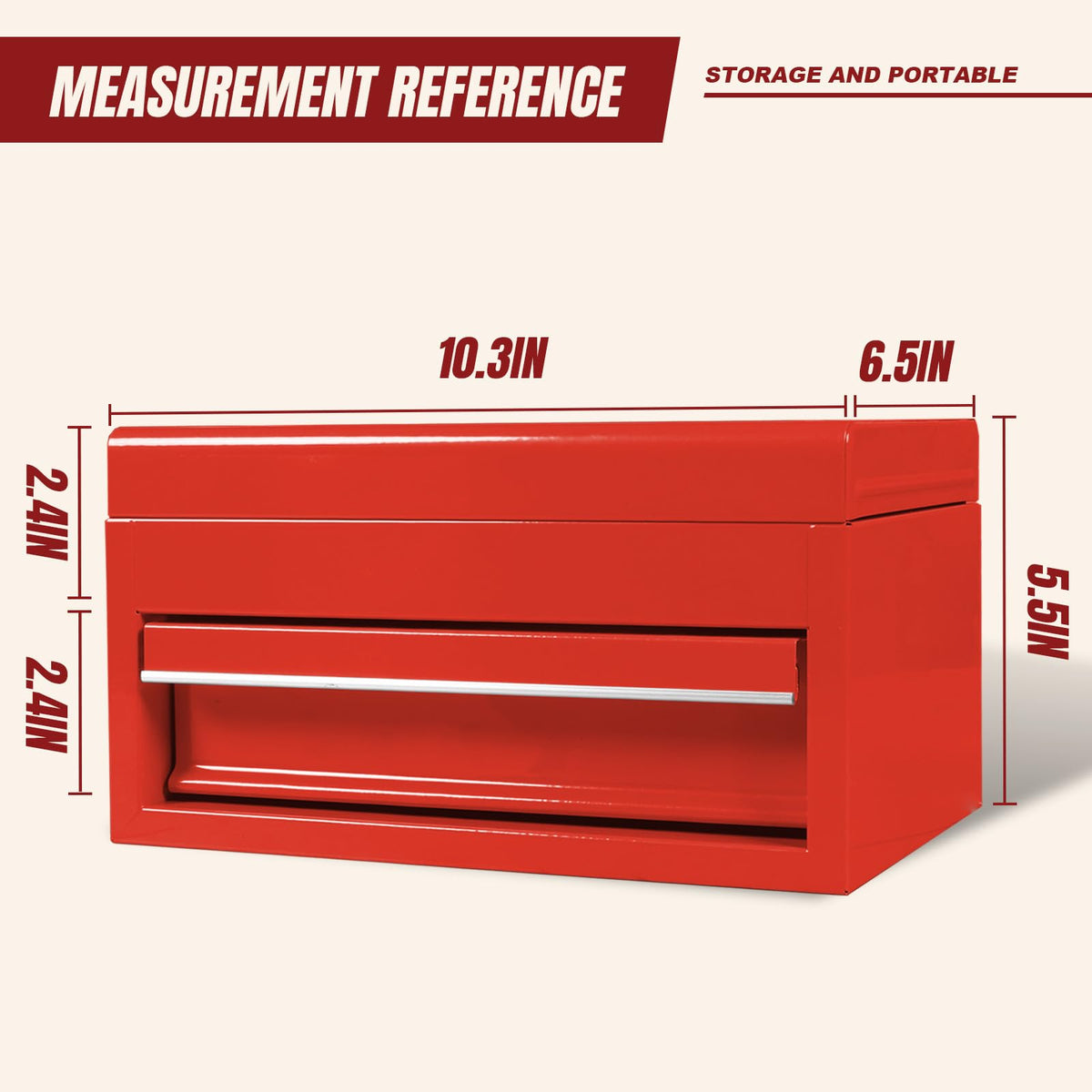 10" Mini Portable Steel Tool Box with Drawer T533