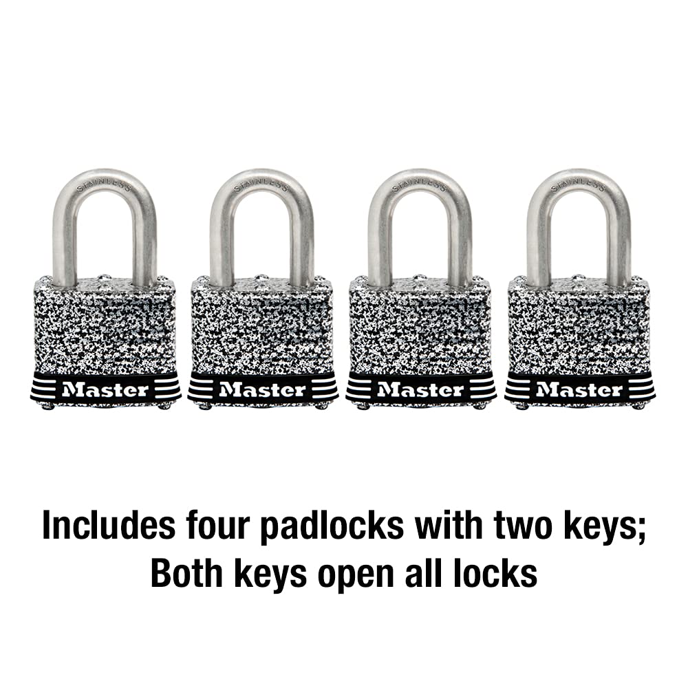 Stainless Steel Outdoor Padlock with Key, 4 Pack H84057
