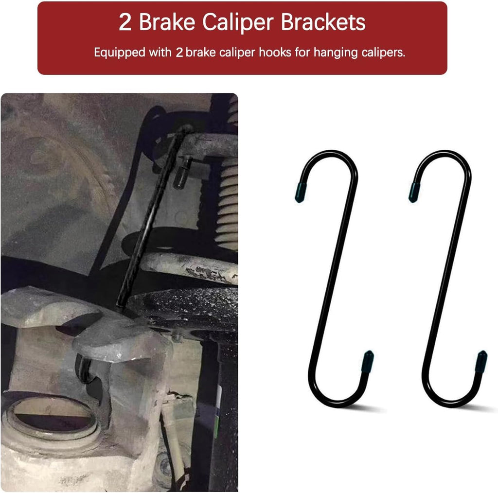 Brake Caliper Press Tool with 2 Caliper Hooks 2 Steel Plates and Gloves B2489