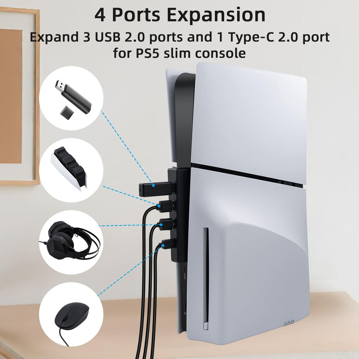Black 4 Ports USB 2.0 Hub R4129