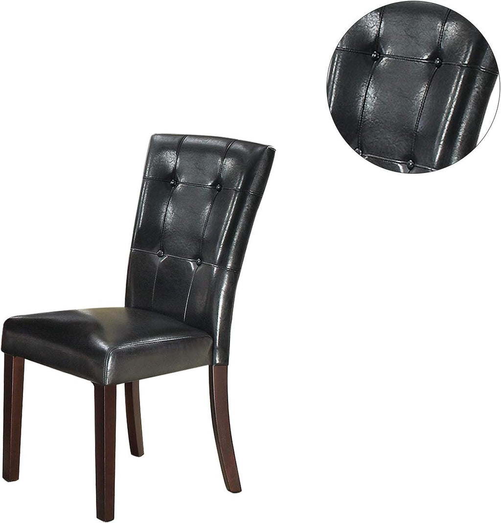 Set of 2 Black Faux Leather Tufted Dining Chairs S230