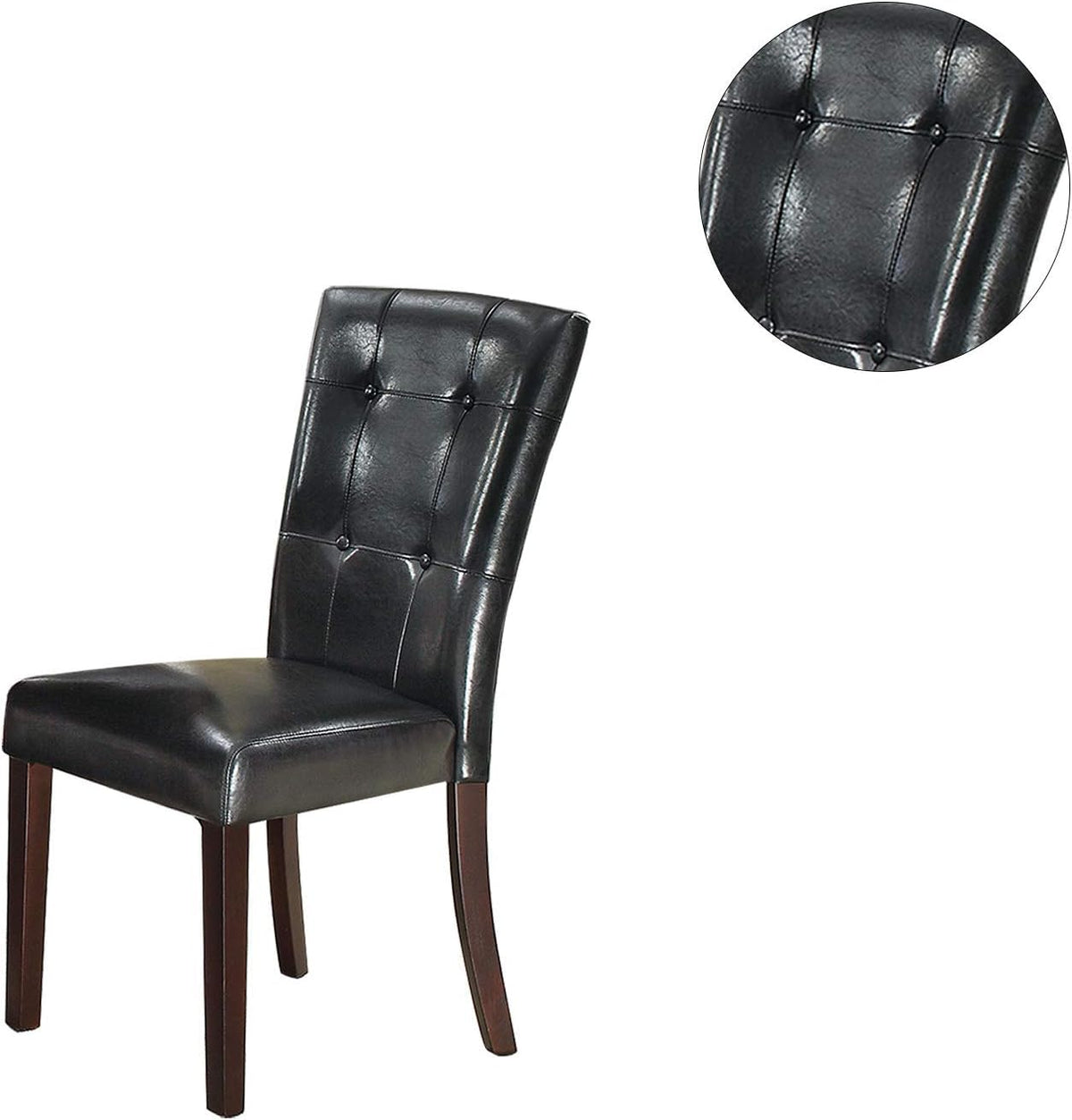 Set of 2 Black Faux Leather Tufted Dining Chairs S230