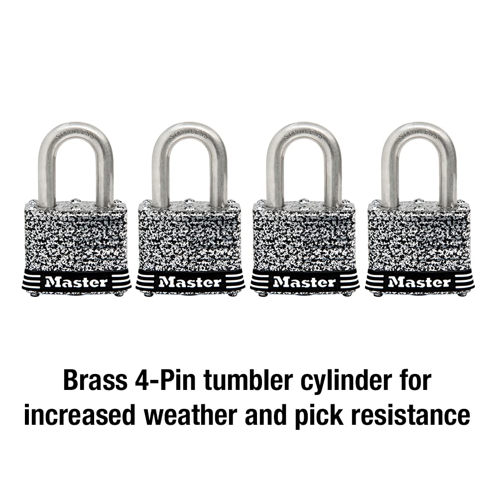 Stainless Steel Outdoor Padlock with Key, 4 Pack H84057