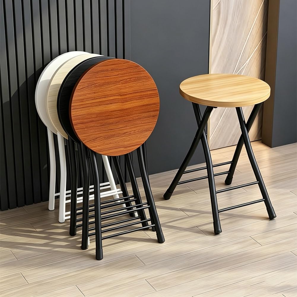 Folding 18 Inch Round Wooden Seat Stool F616371