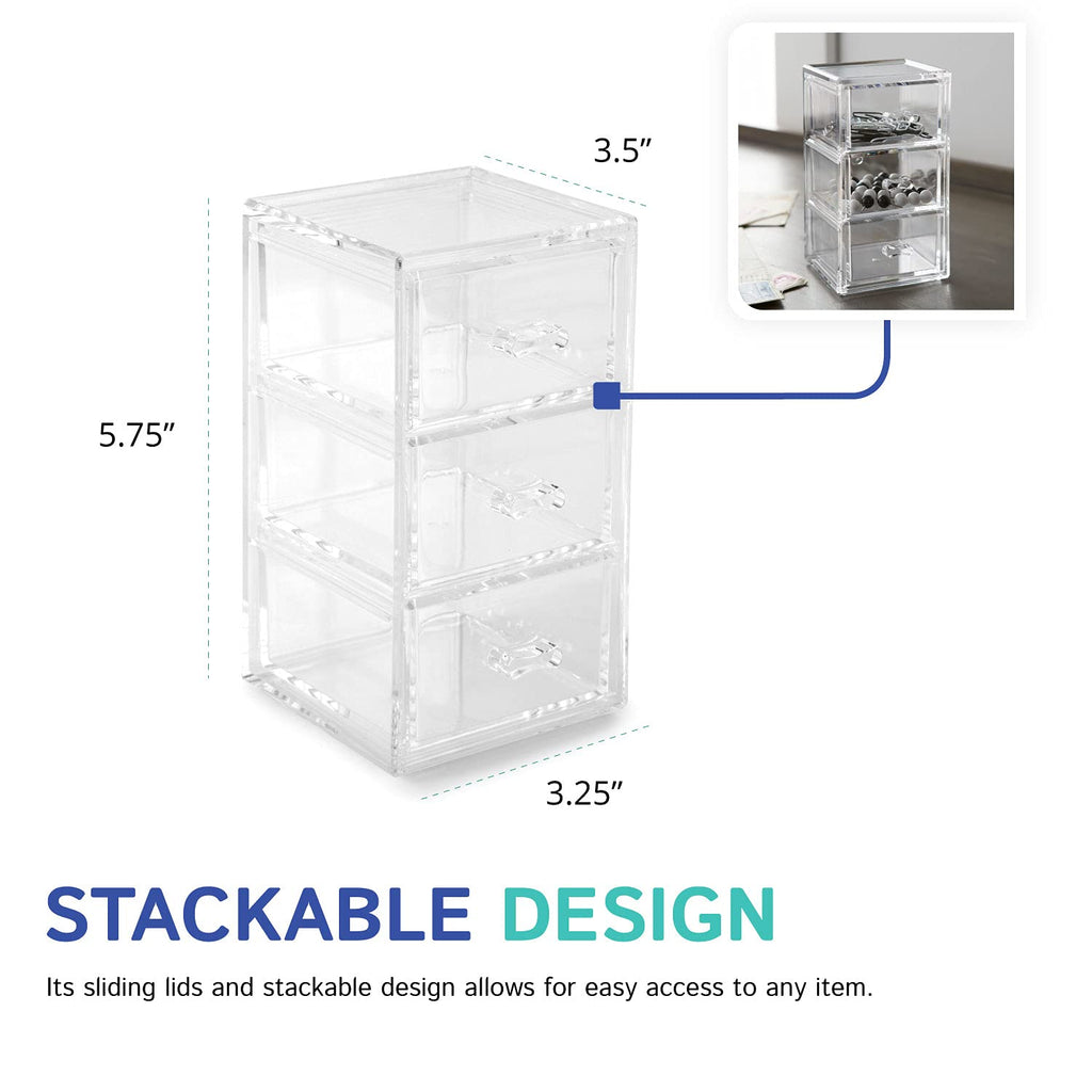 Clear Stackable 3-Drawer Acrylic Organizer W736