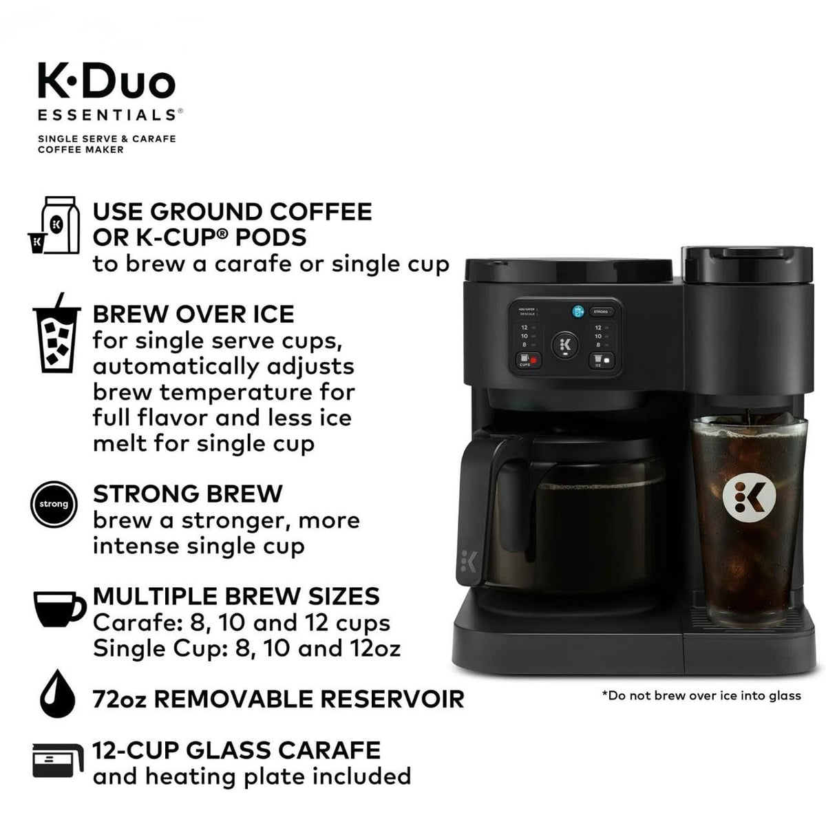 Single-Serve Pod Coffee Maker & Carafe, 72 Oz Reservoir, Black A220