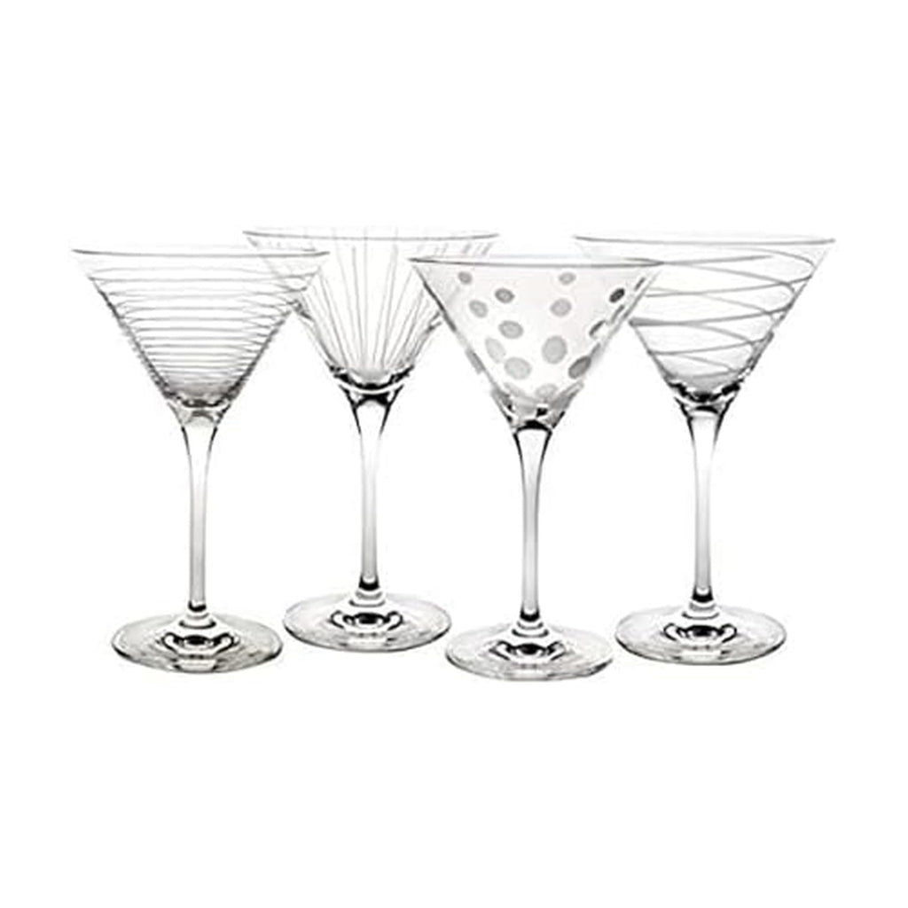 10-Ounce Etched Clear Glass Martini Glasses Set of 4 V768267