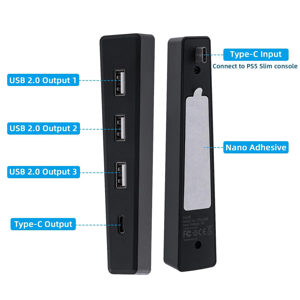 Black 4 Ports USB 2.0 Hub R4129