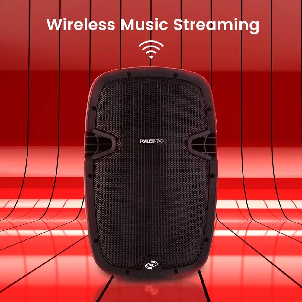1000W Bluetooth PA System Speakers with 10 Inch Subwoofer and USB, Black A702659