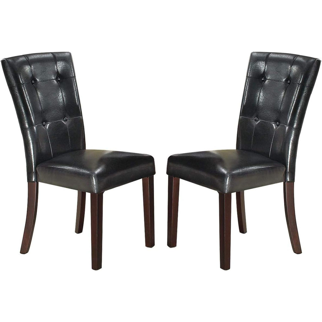 Black Faux Leather Tufted Parson Chairs Set of 2 X971835
