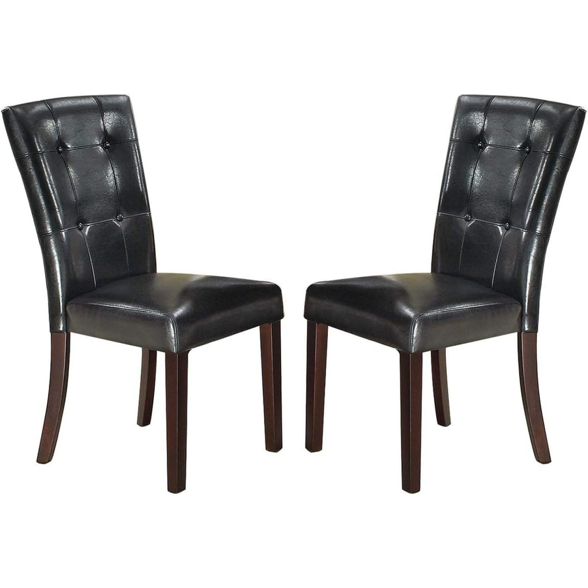 Black Faux Leather Tufted Parson Chairs Set of 2 X971835