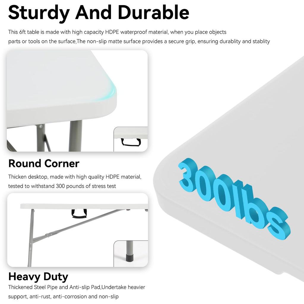 6FT White Folding Table L93735