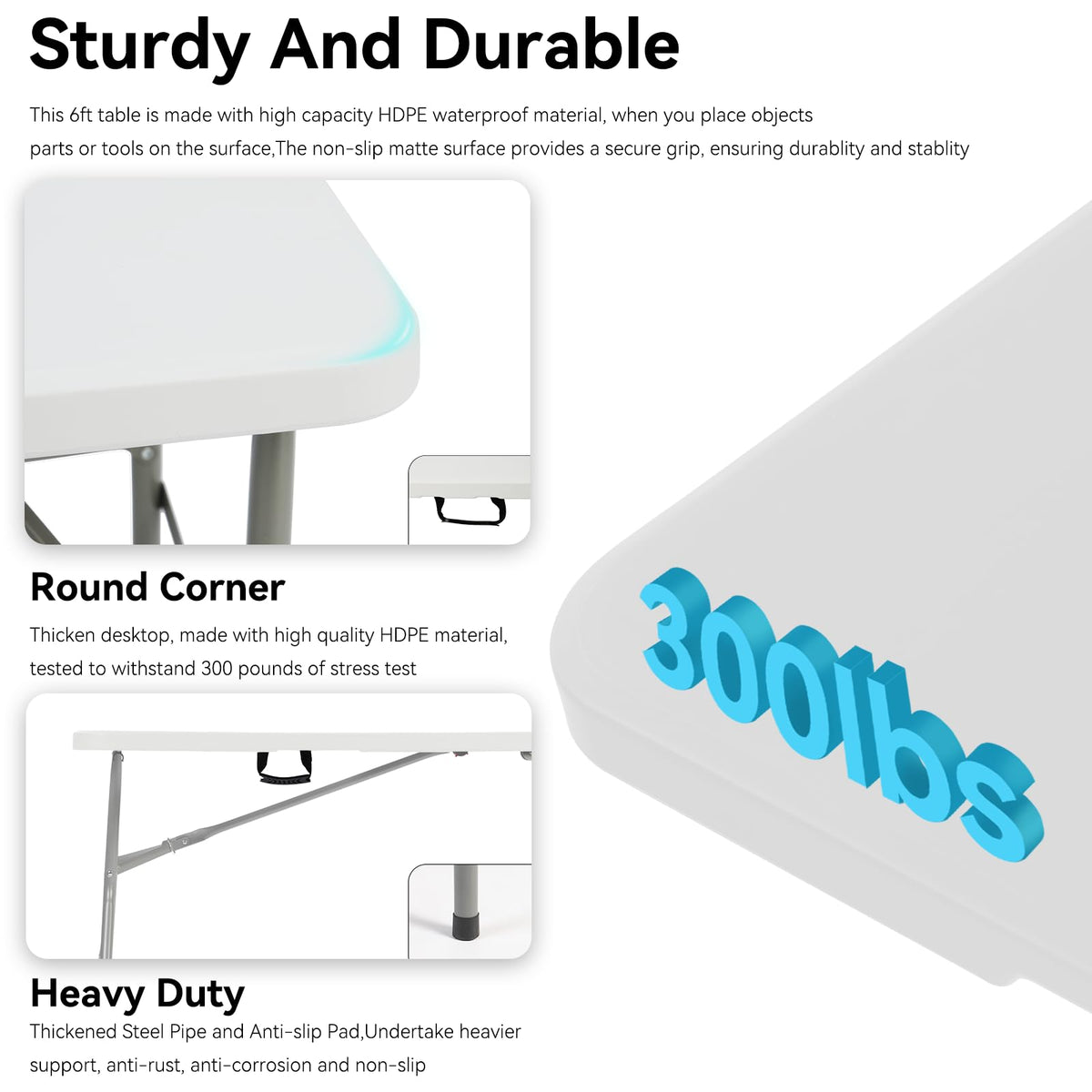 6FT White Folding Table L93735
