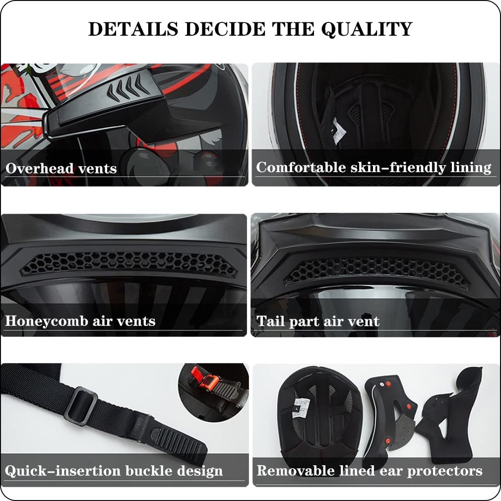 Bluetooth Motorcycle Helmet Anti-Fog Flip Up Full Face DOT Approved C48579