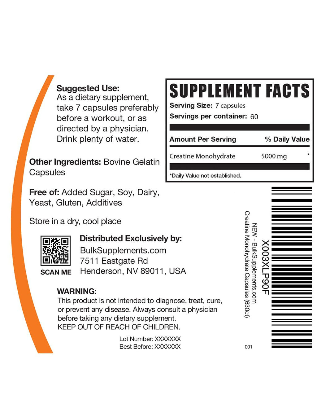 Micronized Creatine Monohydrate Capsules Gluten Free 5000mg 420 Count M1347