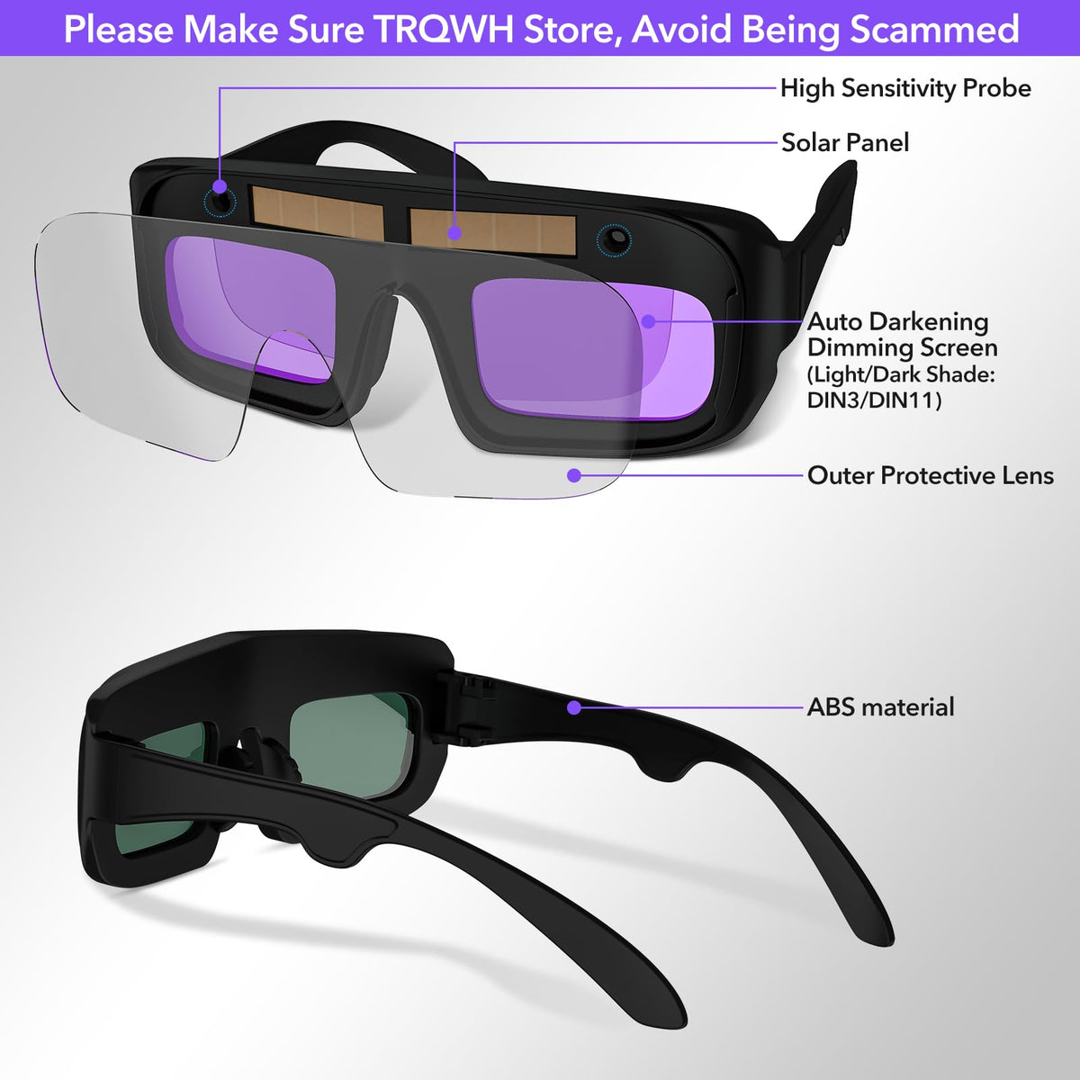 Auto Darkening Welding Glasses E2125